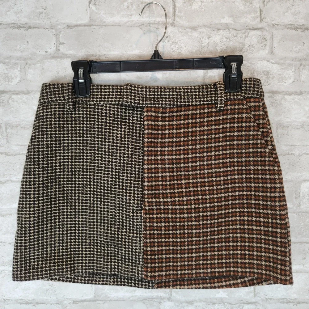 Rails‎ Skirt Prim Mixed Mini Check Brown Black Houndstooth Tweed Academia Small